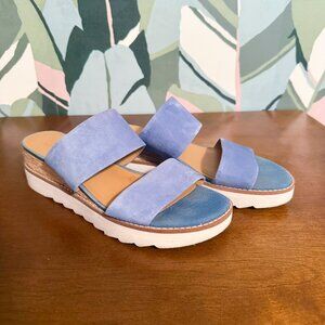 Blue Franco Sarto Slide Wedge Sandals